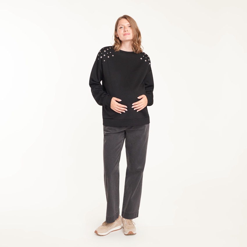 Sweat met zachte voering voor zwangerschap en borstvoeding met stijlvolle details 
