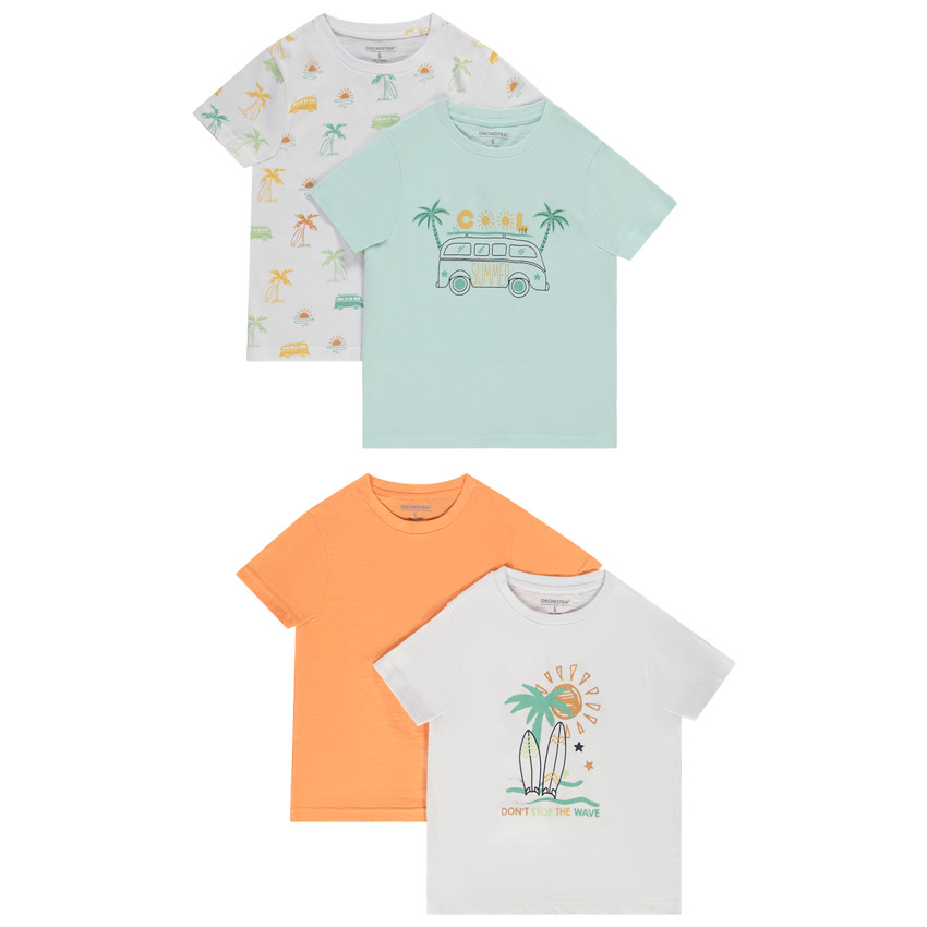 Lot de 4 t-shirts manches courtes motifs fantaisie pour garçon 