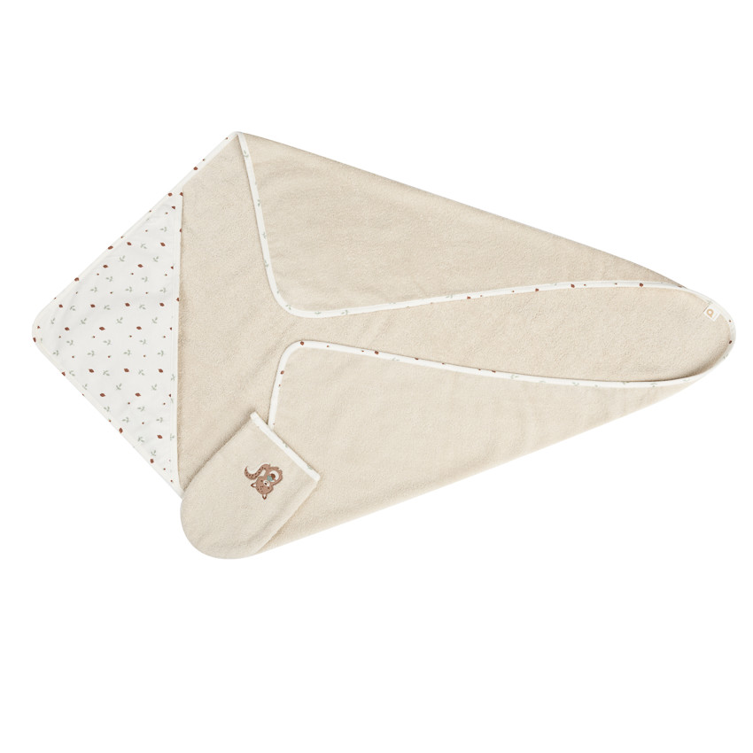 Badset met kap en washandje Roi des Forêts beige 