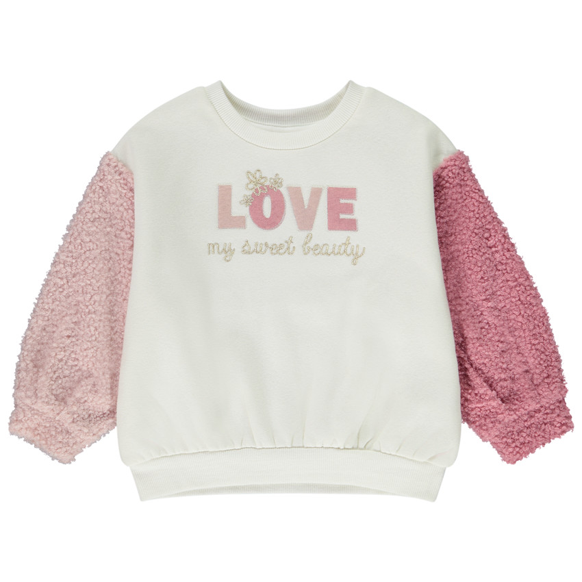 Oversize fleece sweatshirt met pofmouwen meisjes 