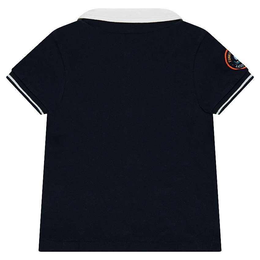 Polo manches courtes rayé avec badge patché forme viking 