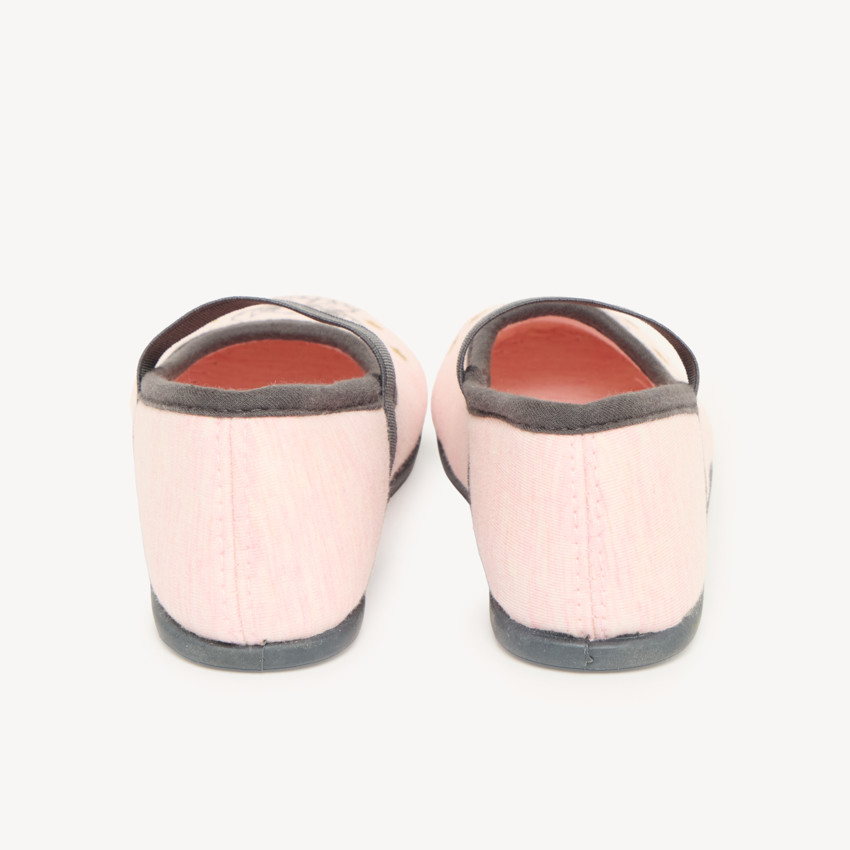 Chaussons babies rose chiné avec élastique et Stitch Disney fille 