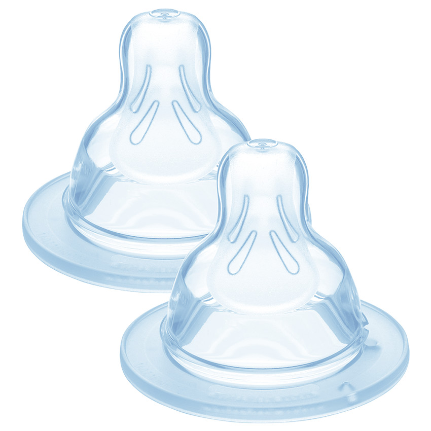 Lot de 2 tétines en silicone anatomique - Débit 1 lent 