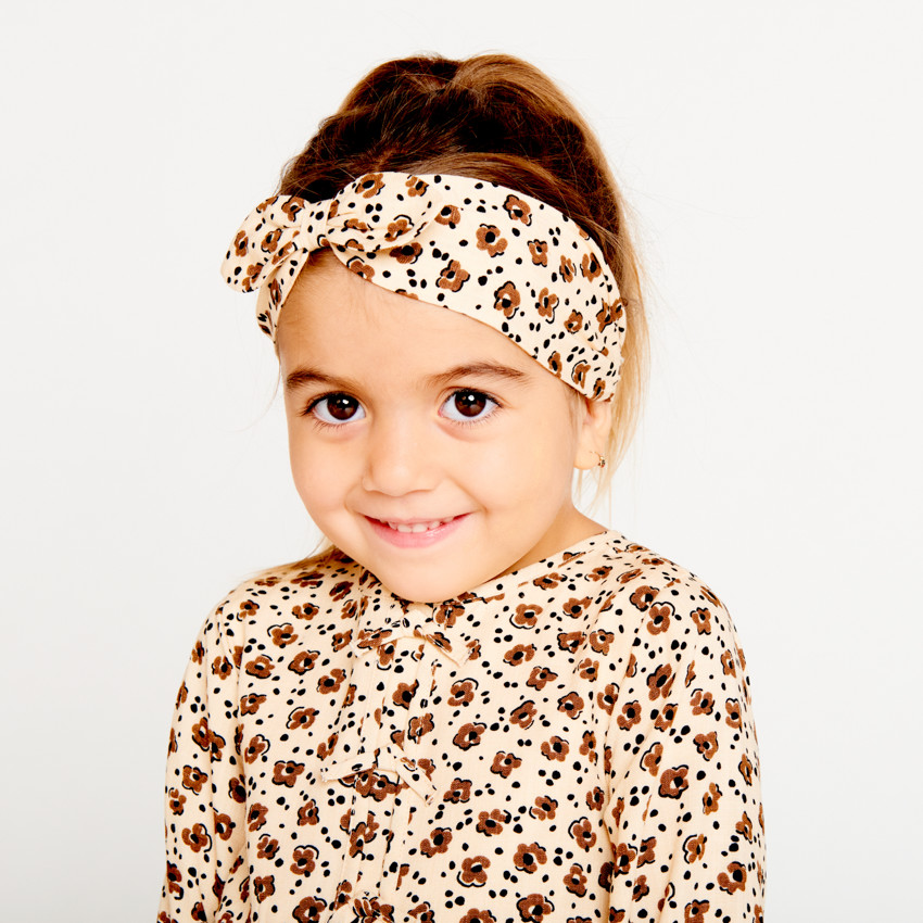 Bandeau nœud imprimé fleurs fantaisie pour bébé fille  