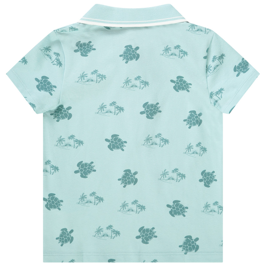 Polo met korte mouwen in bedrukt jersey voor babyjongen 