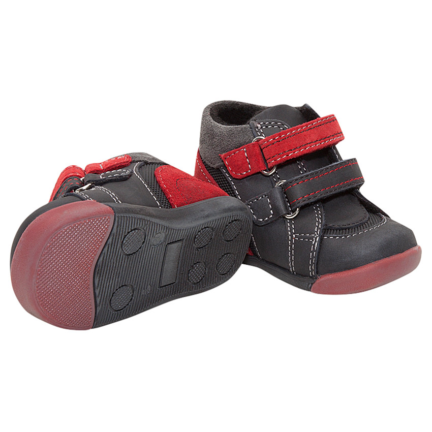 Bottillons en cuir contrastés avec ouverture à scratch 