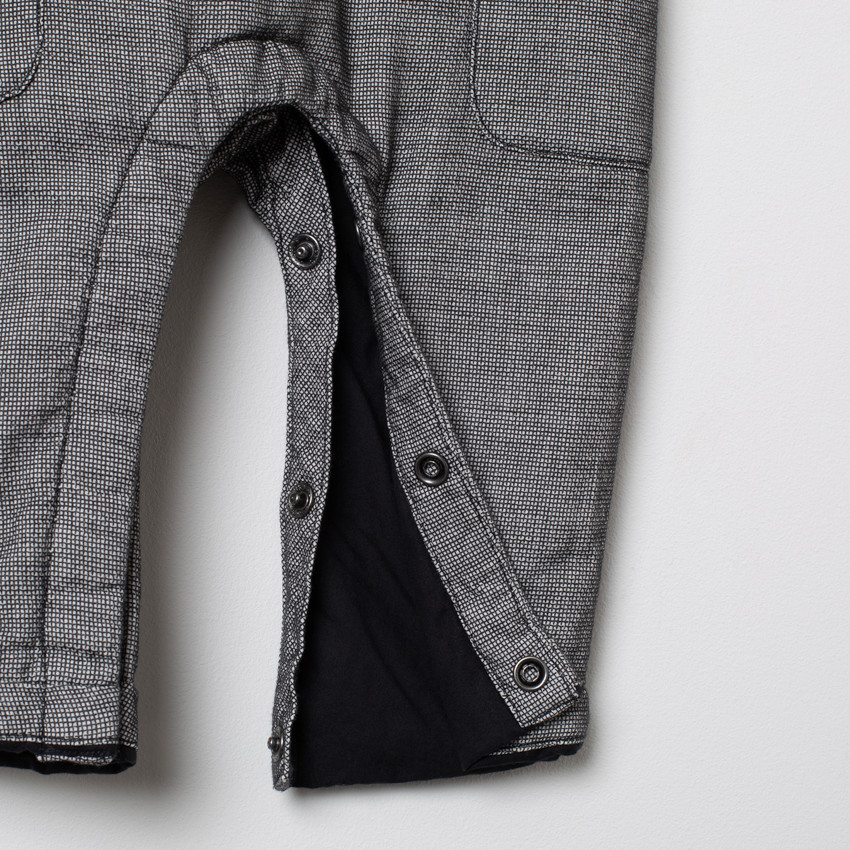 Lange gevoerde salopette met patroon van elanden in de geest van Kerstmis 