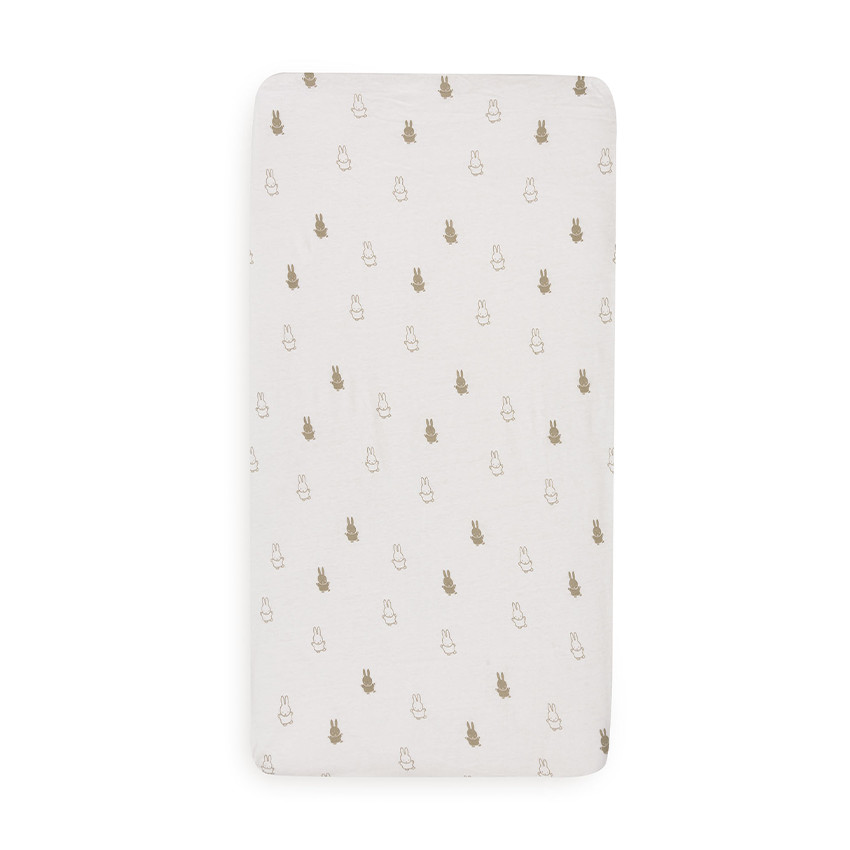 Drap housse en jersey 40/50 x 80/90 cm Happy Miffy olive green 