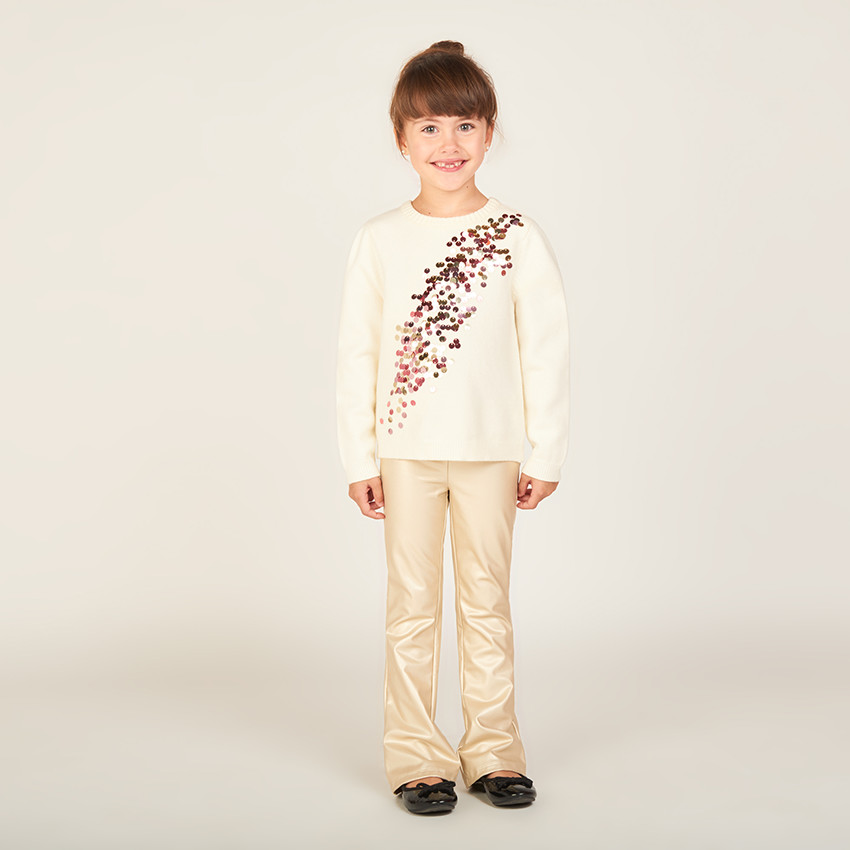 Legging évasé en similicuir doré pour fille 