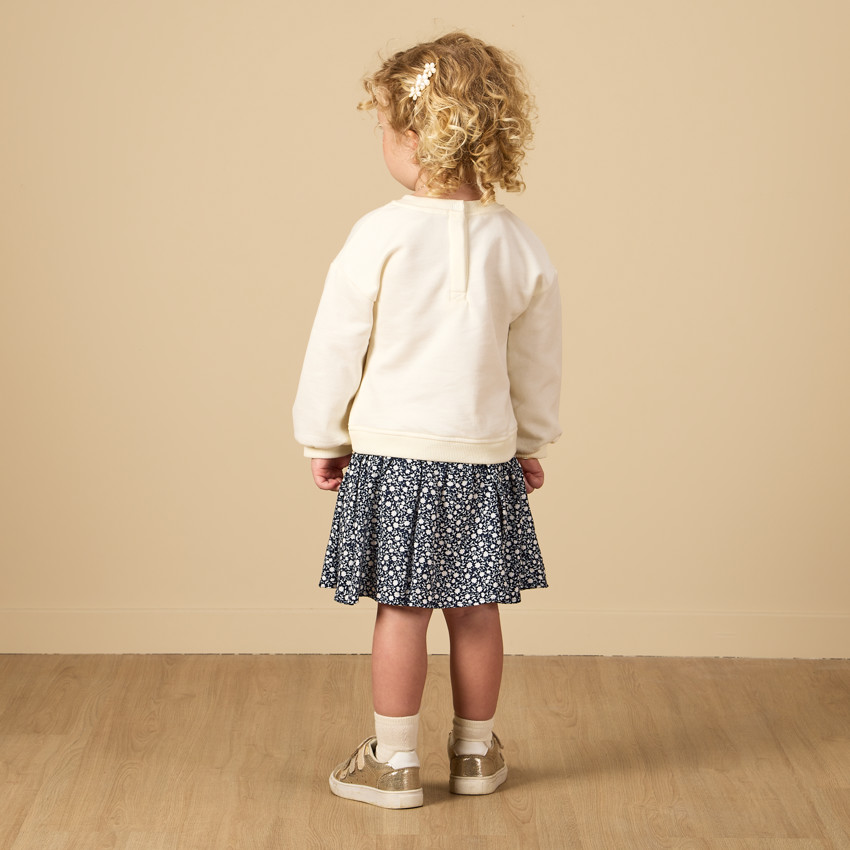 Robe manches longues en serge et molleton effet 2 en 1 pour bébé fille 