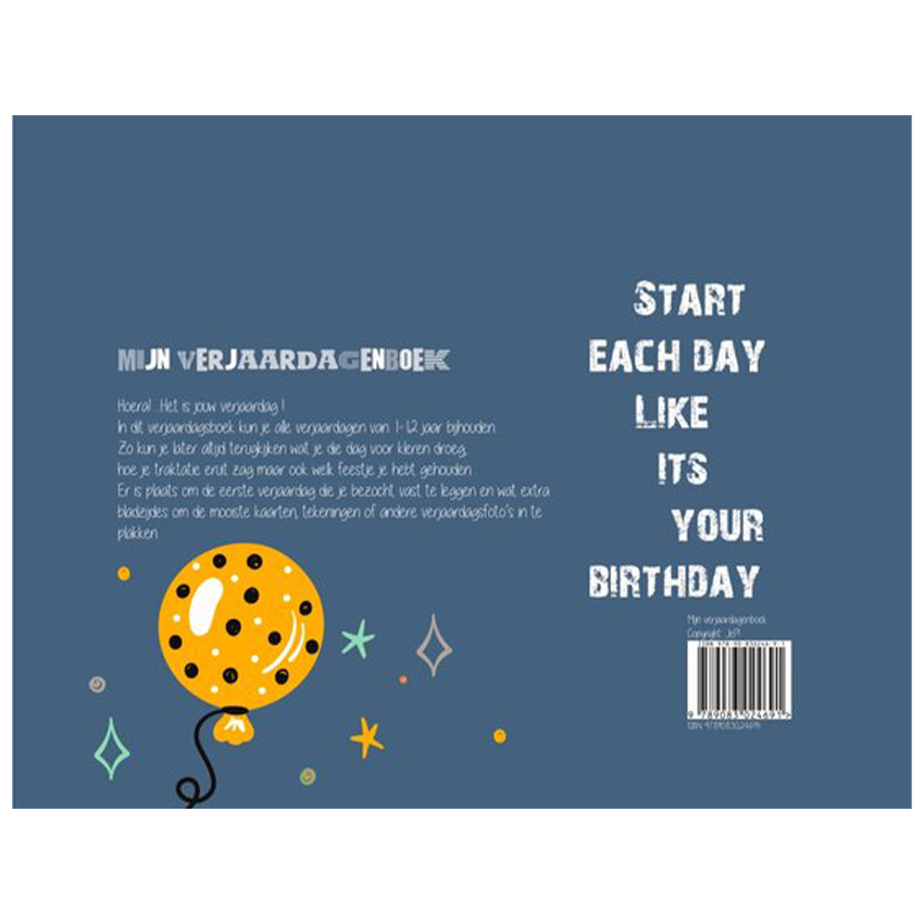 Livre d'anniversaire "Texte Néerlandais" Bleu Indigo 