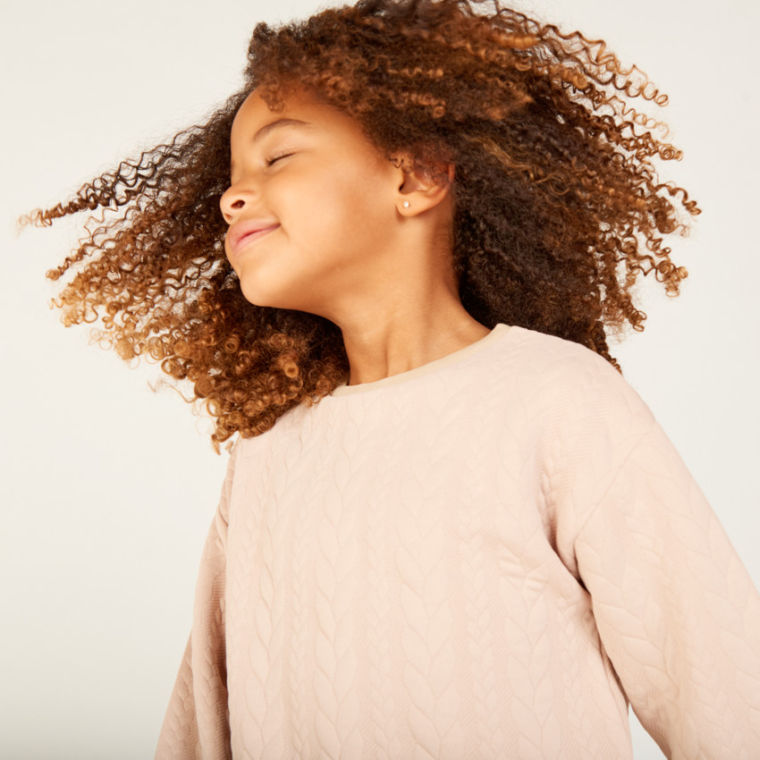 Joggingset in effen gedraaid jacquard voor meisjes 