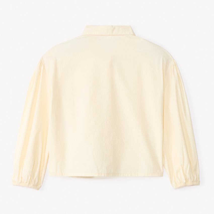 Chemise manches longues bouffantes unie pour fille 