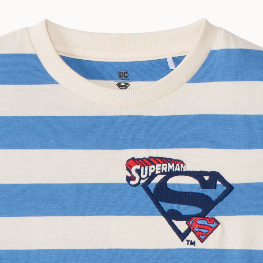 T-shirt manches courtes rayé Superman Warner pour garçon 