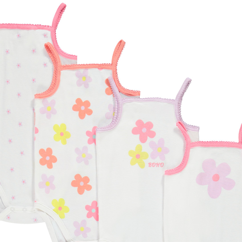 Lot de 7 bodies à bretelles motifs fleuris pour bébé fille 