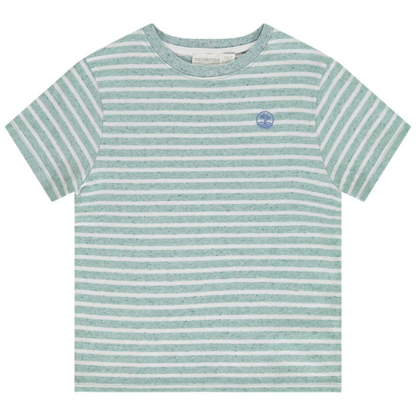 T-shirt manches courtes rayé print palmiers pour garçon 