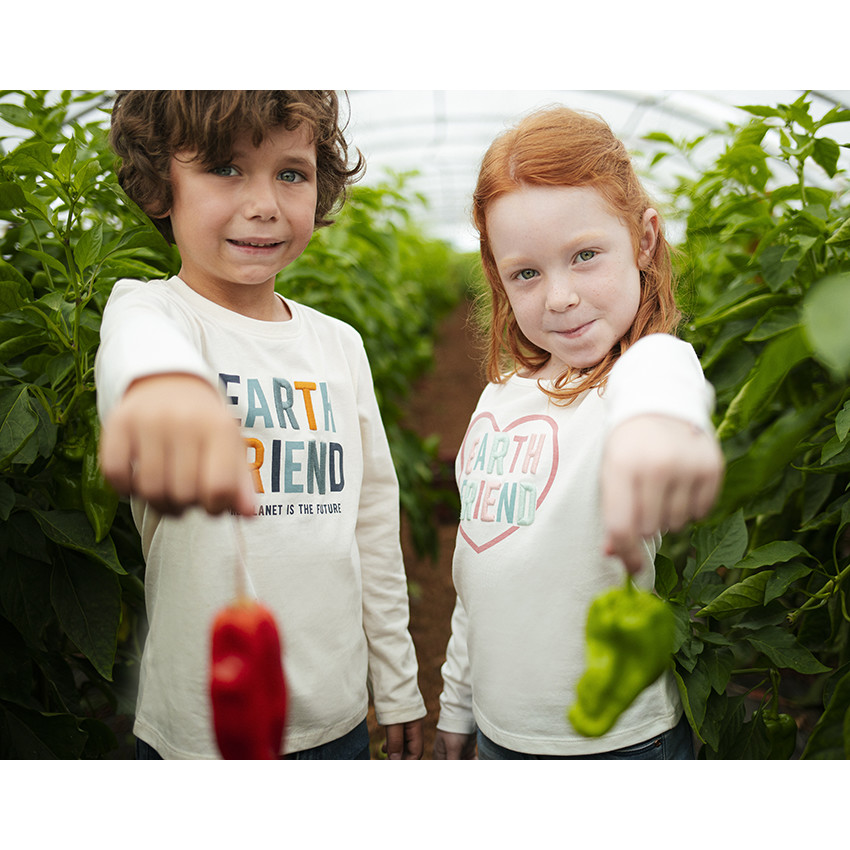T-shirt met lange mouwen mix process-borduursel en print voor jongens 