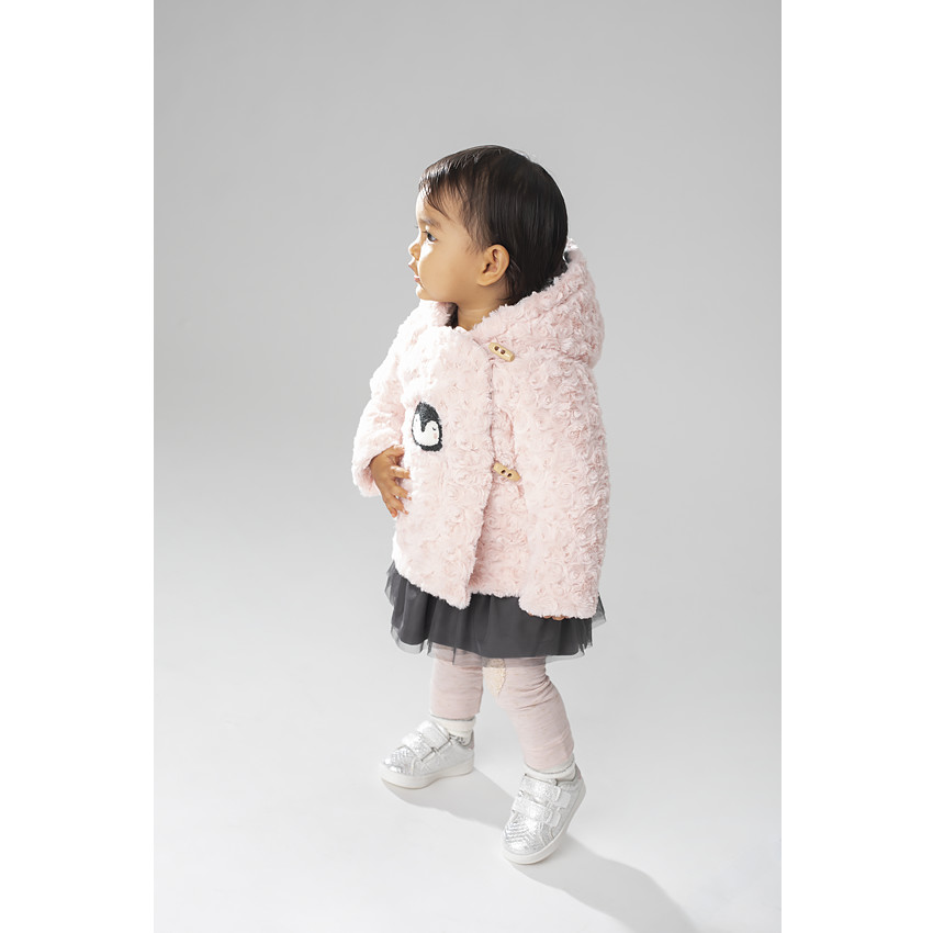 Veste à capuche en sherpa moutonnée avec pingouin brodé 