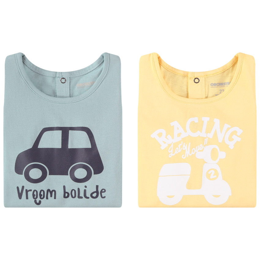 Lot de 2 pyjamas 2 pièces en jersey print véhicule pour bébé garçon 
