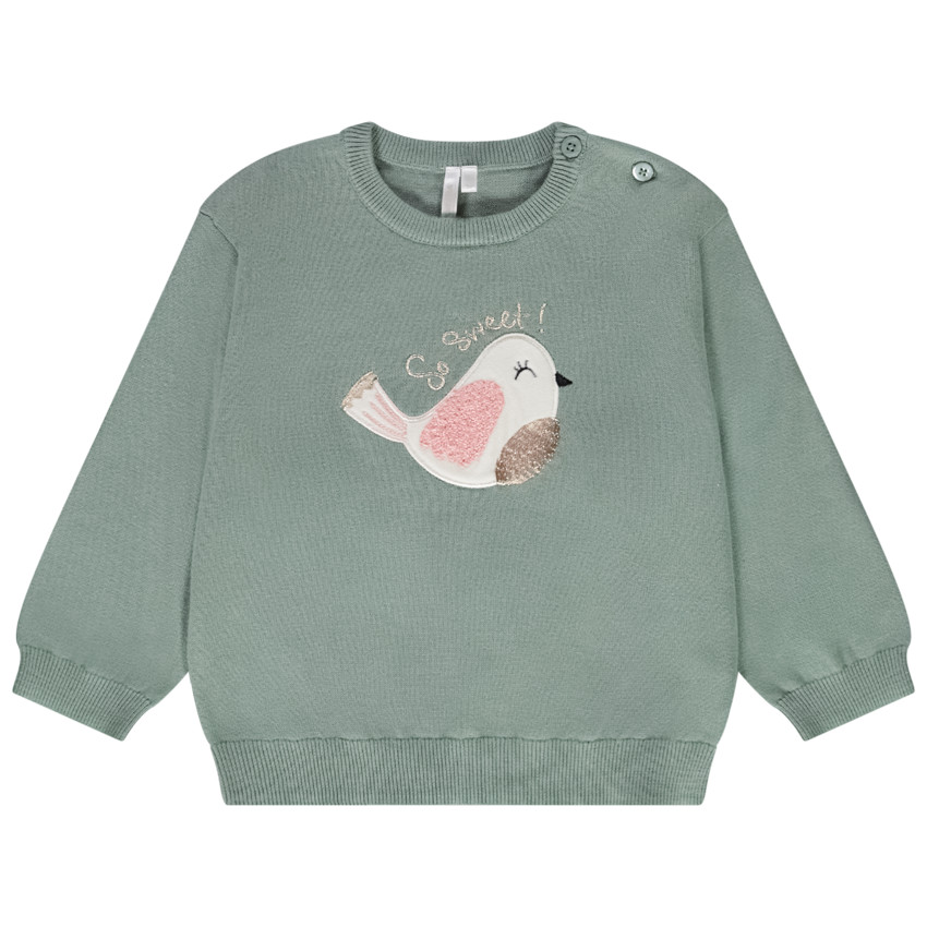 Pull en tricot avec broderies pour bébé fille 
