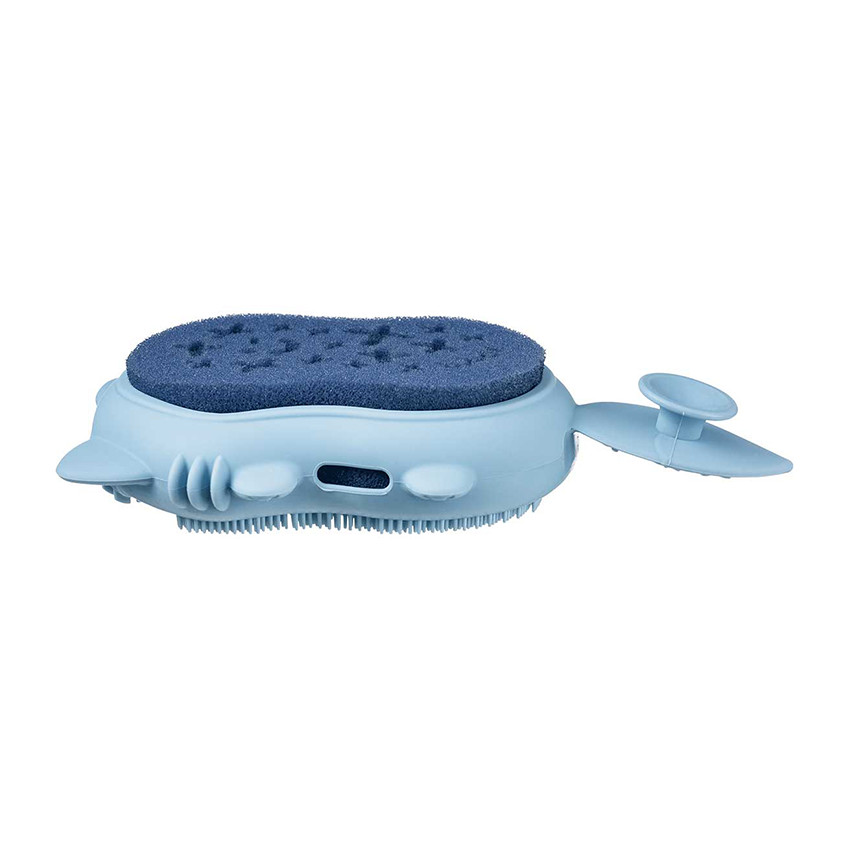 Brosse de bain Rebard avec éponge anti croûtes de lait bleu 