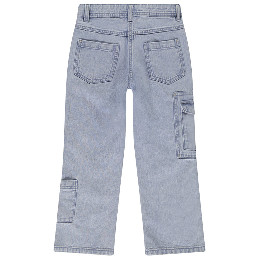 Rechtdoor jeans in denim met cargo-stijl en zakken voor meisjes 