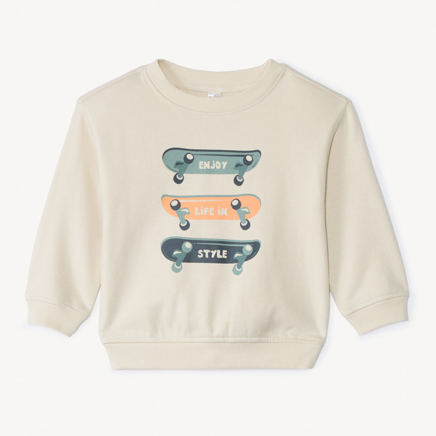 Oversized gebreid sweatshirt met print voor jongens. 