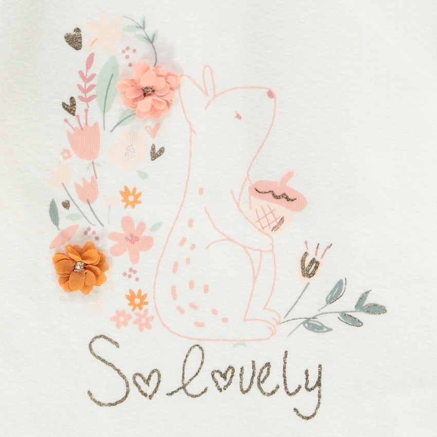 T-shirt manches longues en double jersey print fantaisie pour bébé fille 