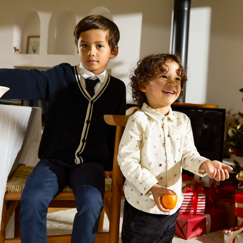 Vest in effen gebreid met ribbelafwerking voor jongen 