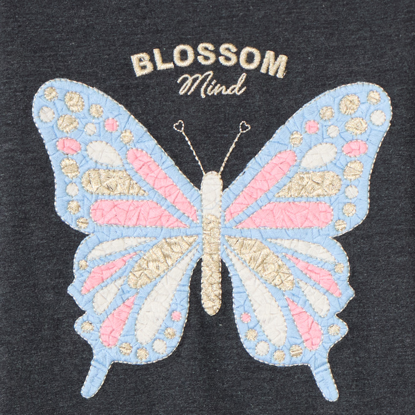T-shirt manches longues broderie papillon pour fille 
