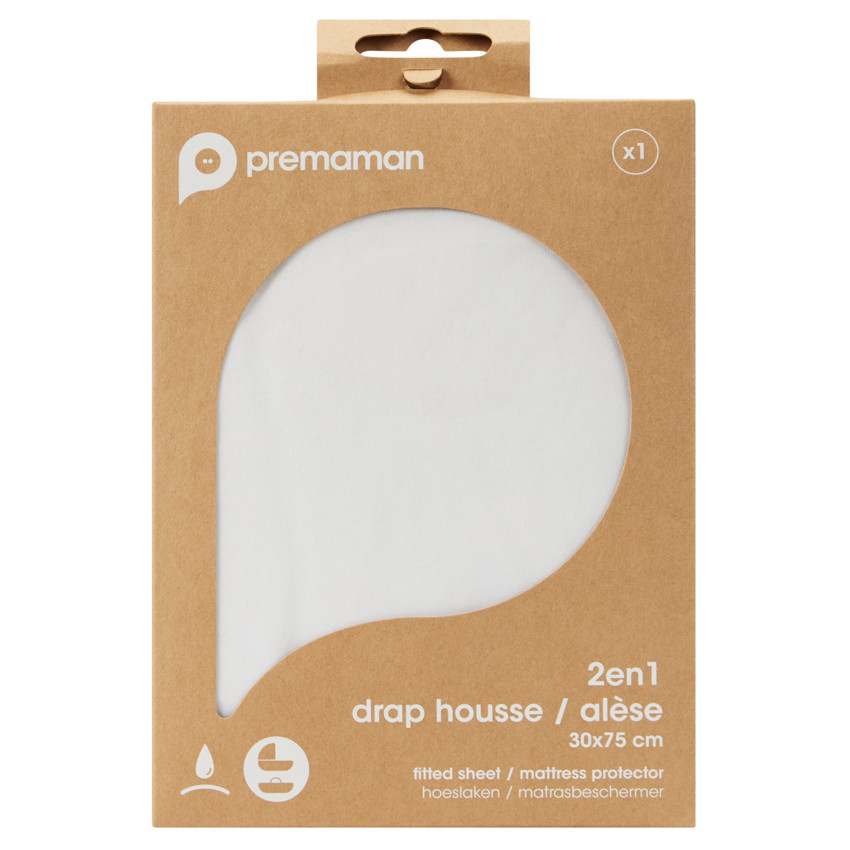 Hoeslaken 2 in 1 voor draagmand 30 x 75 cm wit 