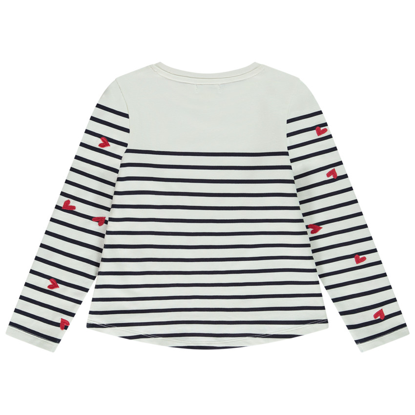 Matrozenshirt met lange mouwen en hartjesprint voor meisjes 