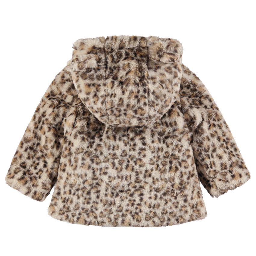 Manteau en fausse fourrure léopard avec oreilles sur la capuche 