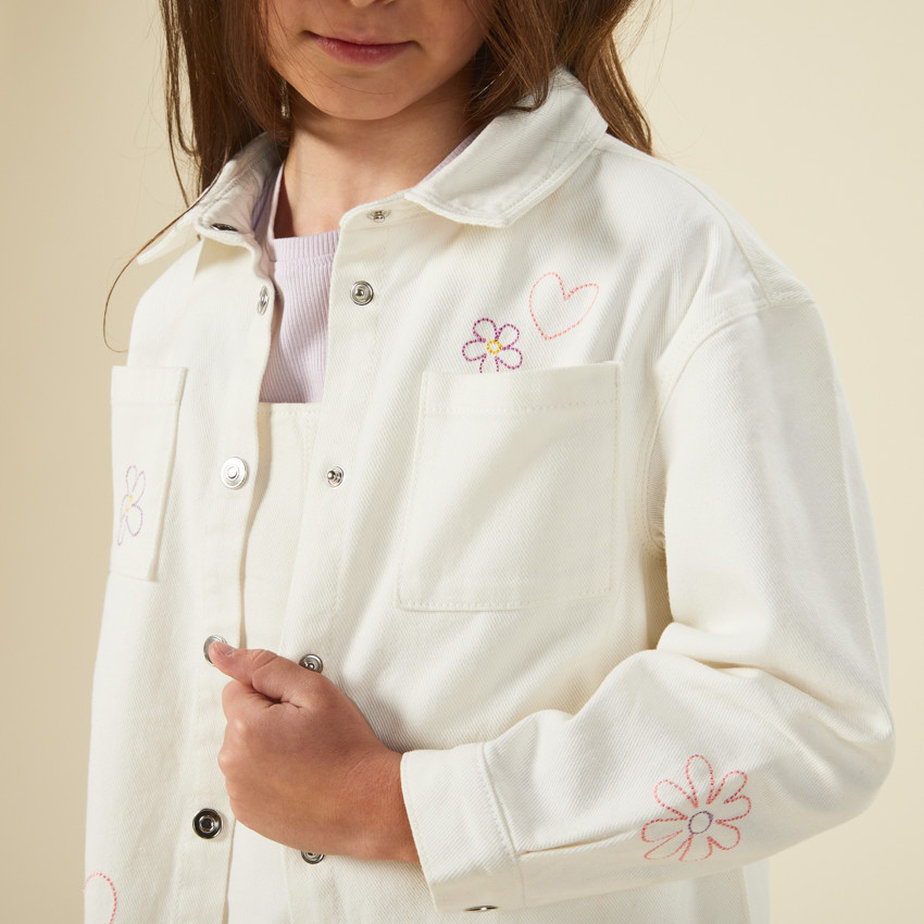 Surchemise oversize avec broderies pour fille 