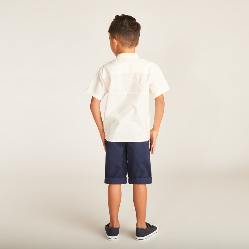 Chemise manches courtes en toile unie garçon 