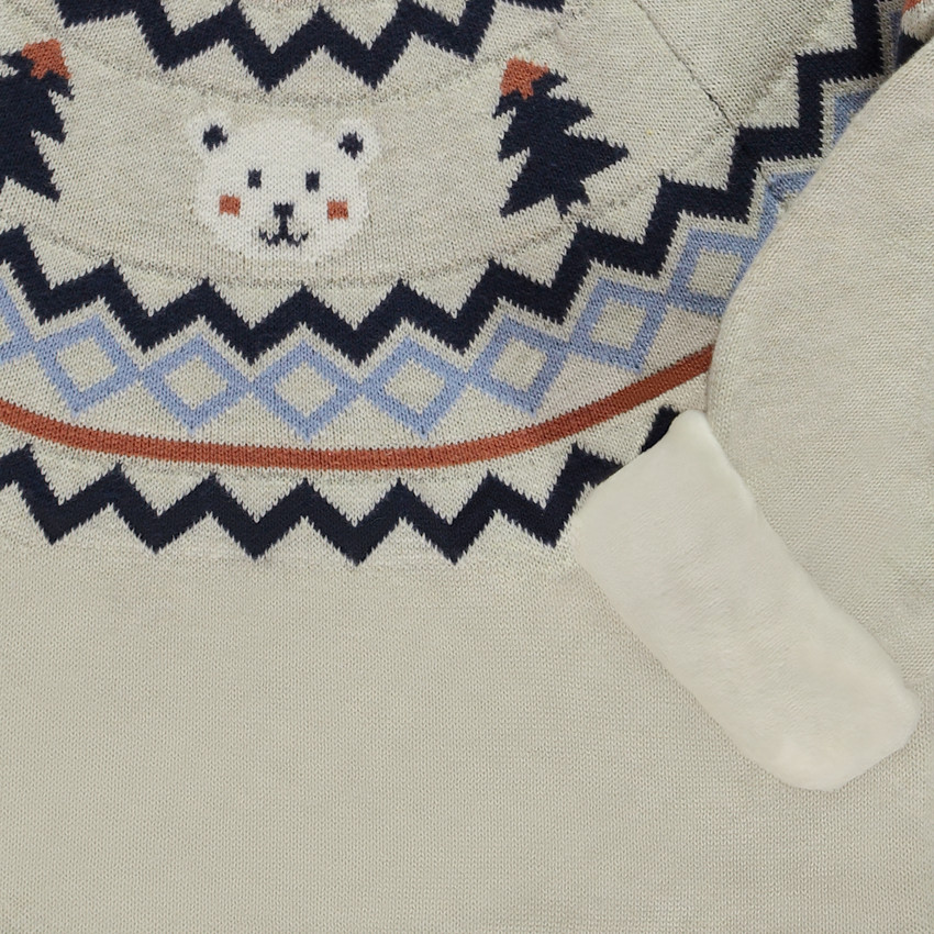 Pull doublé en velours avec motifs jacquard pour bébé garçon  