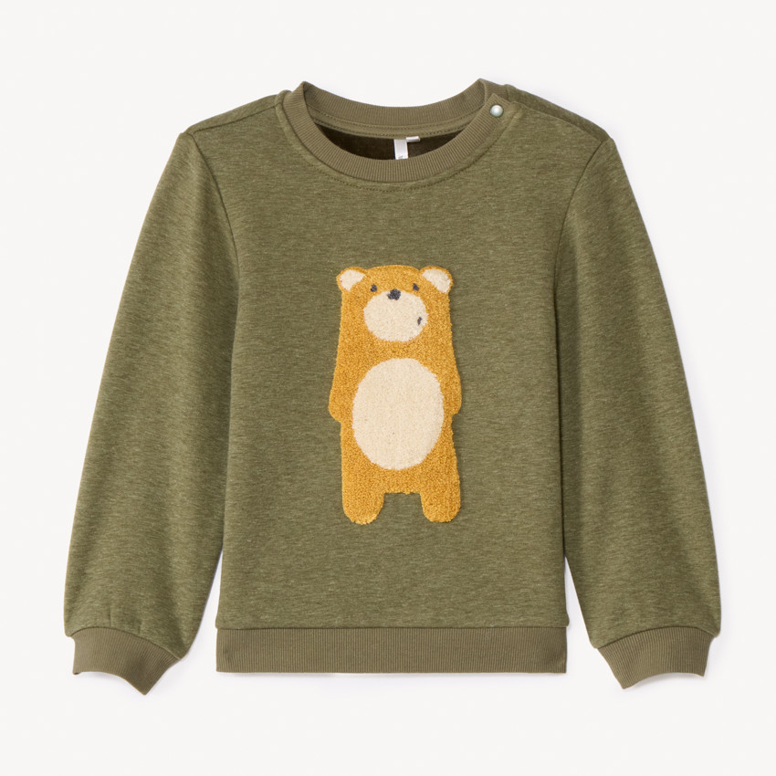 Sweatshirt in fleece met geborduurd lusdier voor babyjongens 