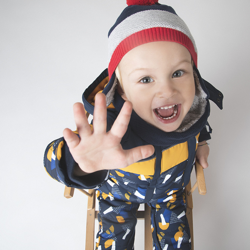 Combi-pilote de ski doublée micropolaire à motifs graphiques 