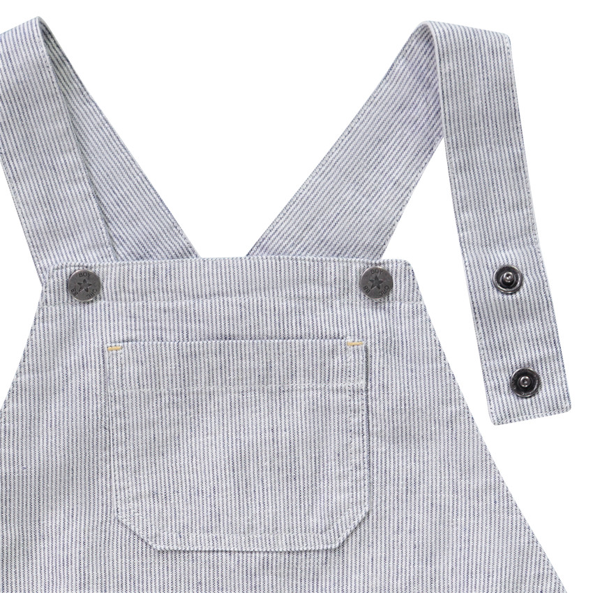 Salopette courte en toile à fines rayures pour bébé garçon 