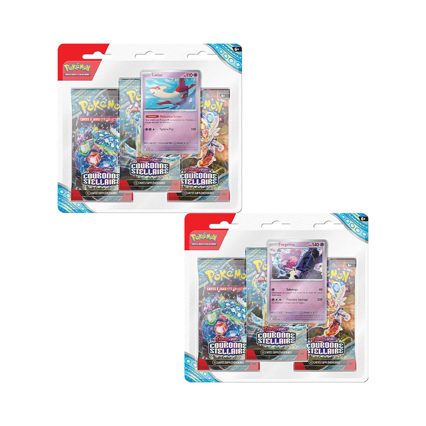 Pack de 3 boosters Pokémon Couronne Stellaire EVO7 (modèle aléatoire) 