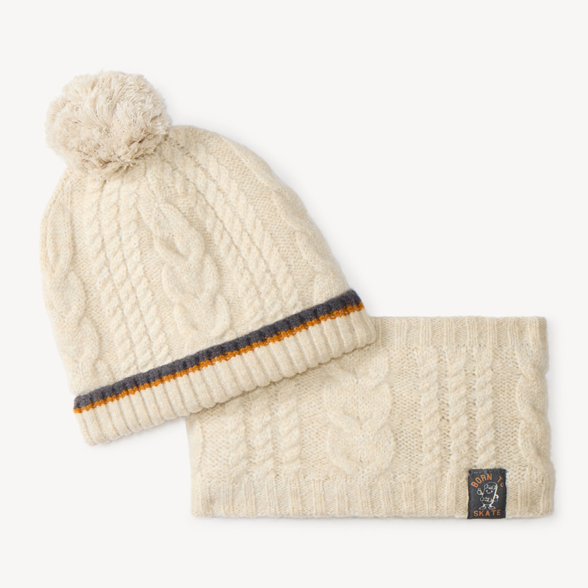Set voor babyjongen, muts + snood van doublé micropolaire 