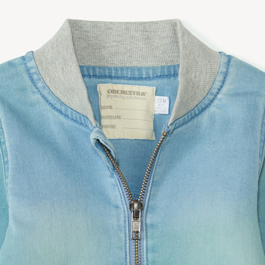 Veste bomber en jean à col côtelé pour bébé garçon 