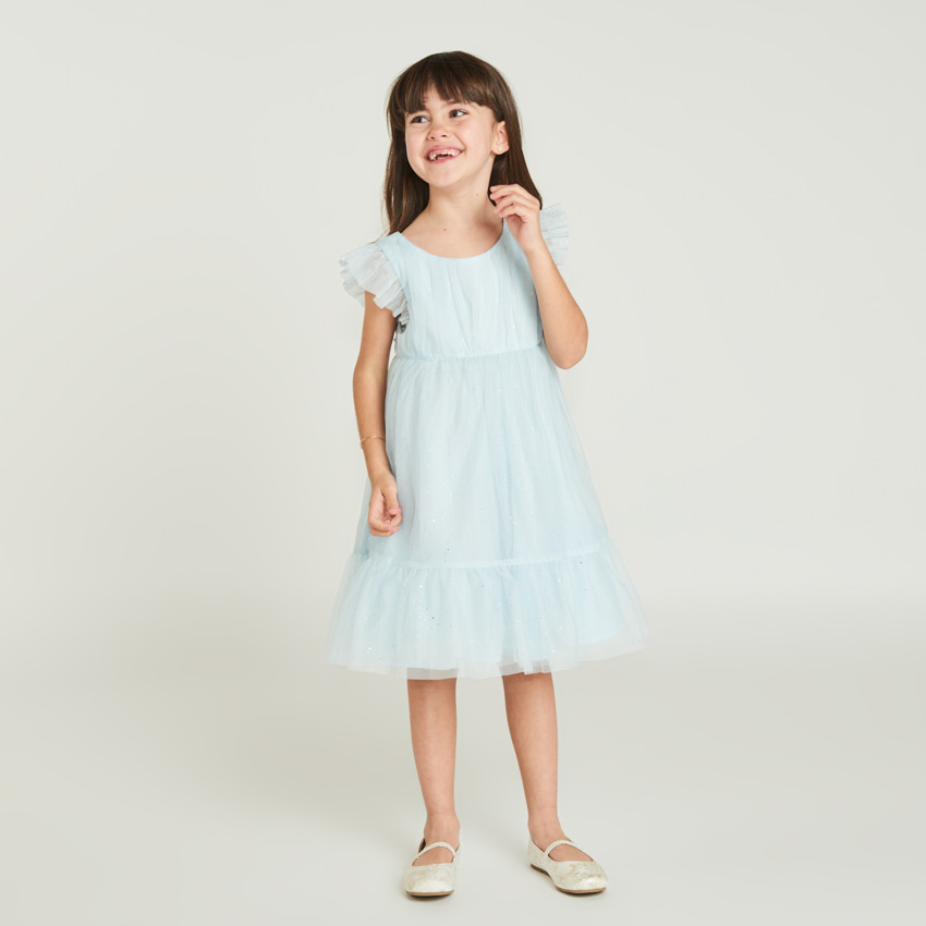 Robe en tulle pailletée uni pour fille 