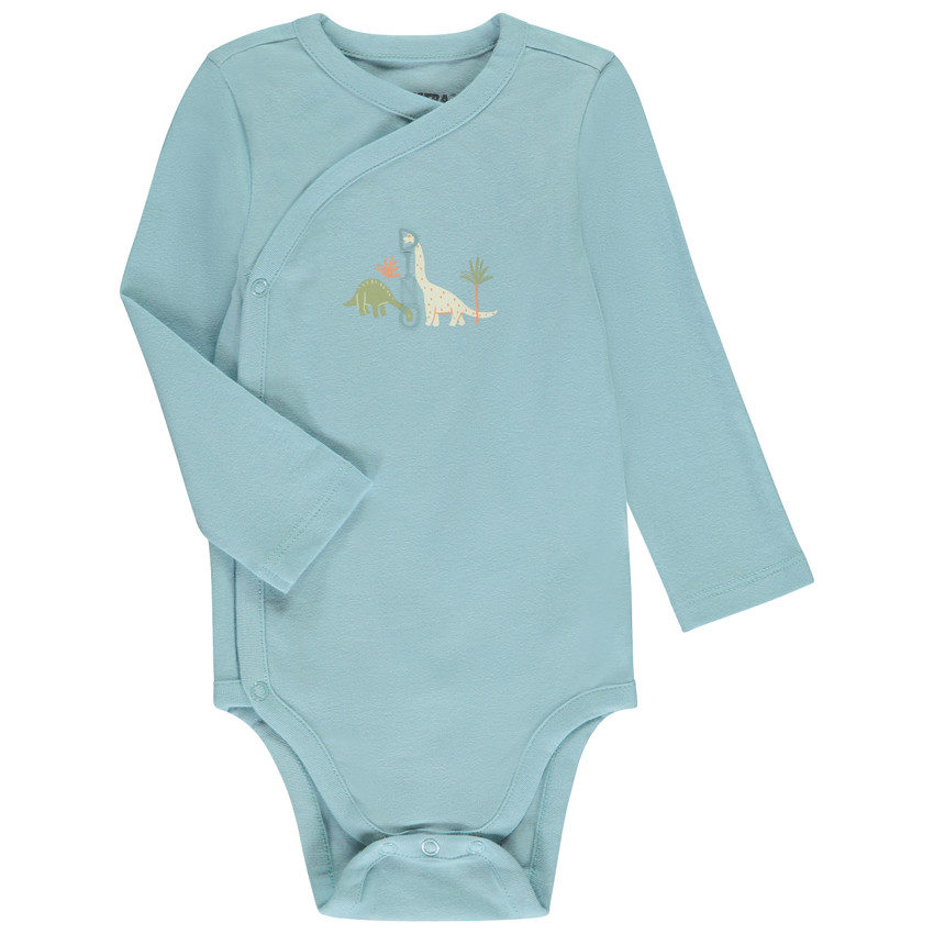 Set van 5 bodies met lange mouwen en dinosaurusmotieven voor jongens, met verschillende openingen afhankelijk van de leeftijd 