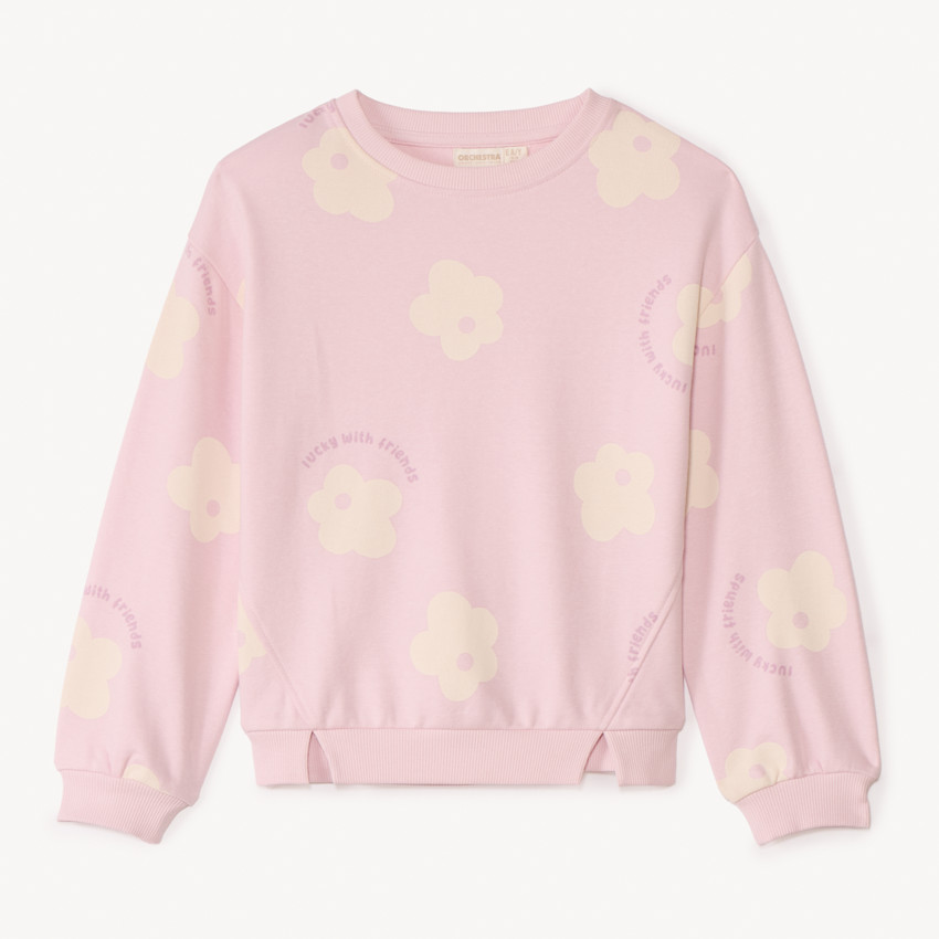 Oversized fleece sweatshirt met bloemendruk voor meisjes 