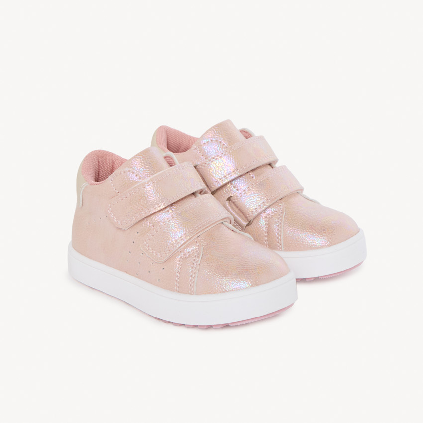 Laarsjes met iriserend effect en klittenband voor meisjes 