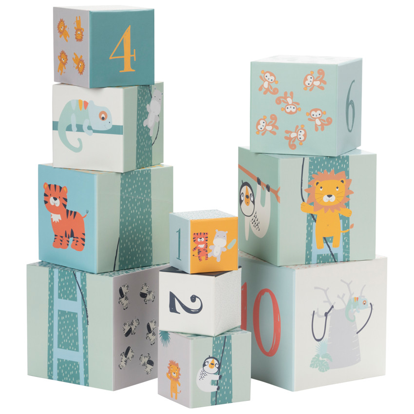 Lot de 10 cubes gigognes à empiler - Happy wild 