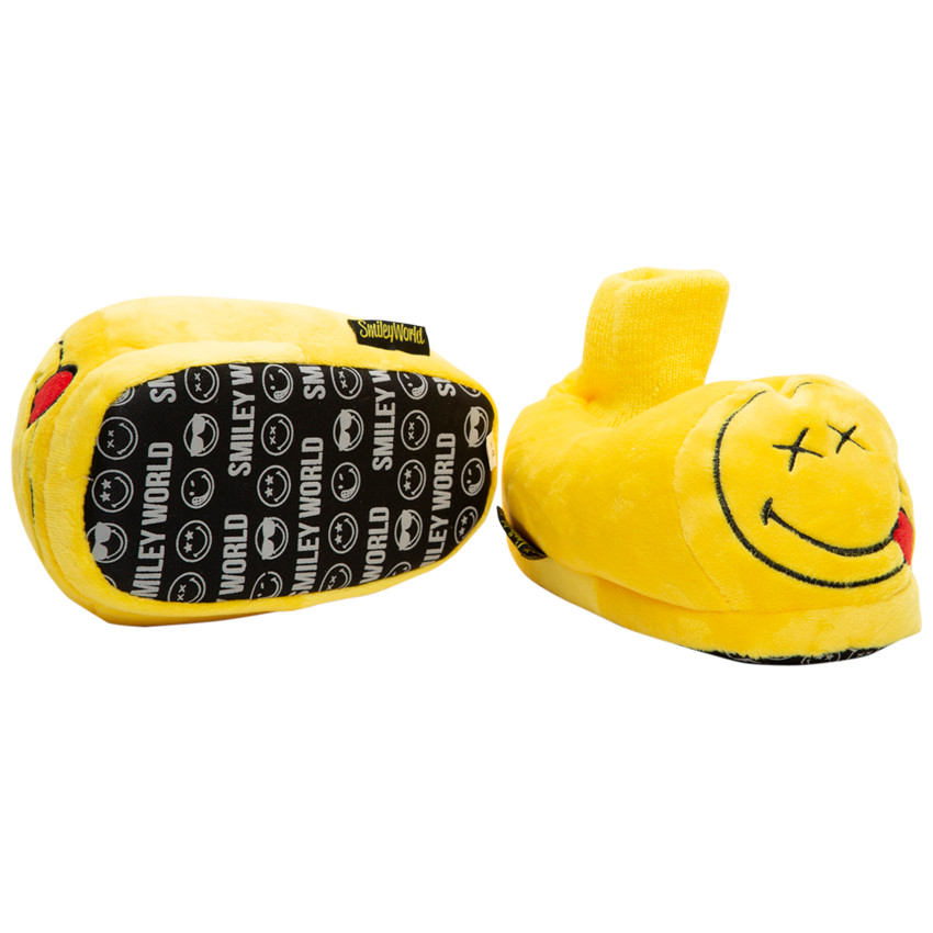 Pluchen pantoffels in de vorm van een Smiley met geborduurde details van maat 28 tot 35 