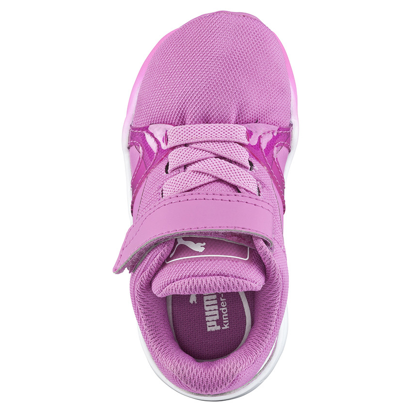 PUMA Baskets basses mauves à lacets élastiques et scratch 
