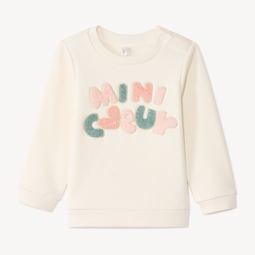 Sweatshirt van fleece met 3D lusjespatches voor babymeisje 